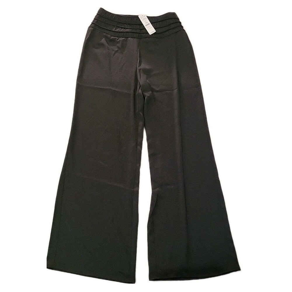White House Black Market Wide Leg Black Polyester Casual Pants Size XS R